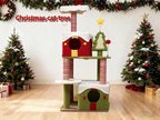 Christmas Cat Tree Tower for Indoor Cats, Holiday Themed Cat Furniture with Cozy Hideaways & Sisal Scratching Posts, Multi-Level Playground for Climbing and Napping (54''-AA)