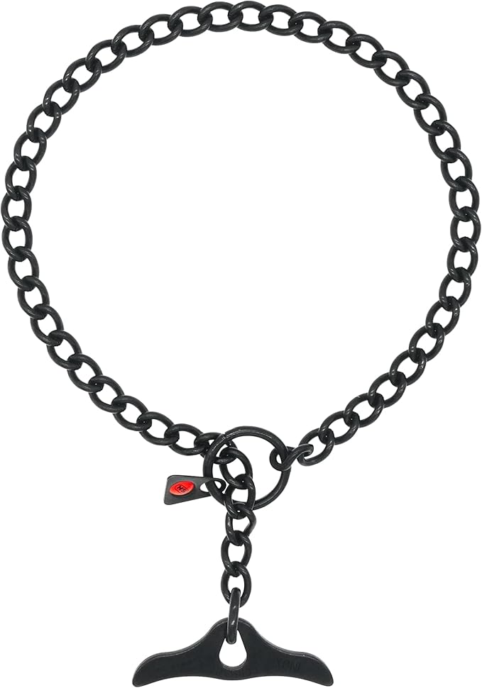 Herm Sprenger Black Stainless Steel Dog Training Collar with Toggle and Round Links Dog Chain for Small Medium Large Dogs Made in Germany (20in (Neck Size up to 18in))