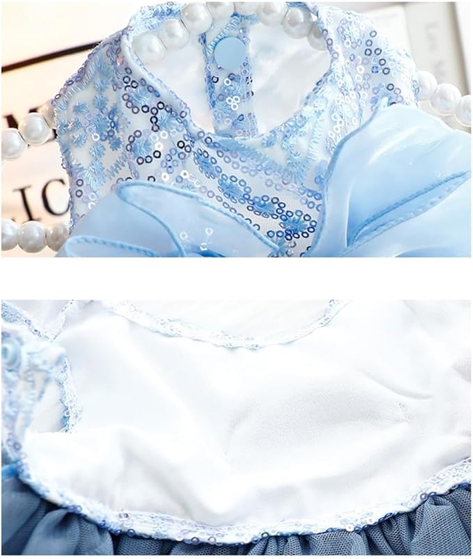 Fashion Sweet Puppy Dog Blingbling Princess Skirt Pet Dog Lace Cake Camisole Tutu Dress E-Navy S