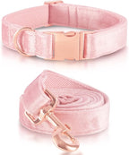 Bubblepup Velvet Dog Collar and Leash Set, Dog Collars for Small Medium Large Dogs Leash for Training & Walking