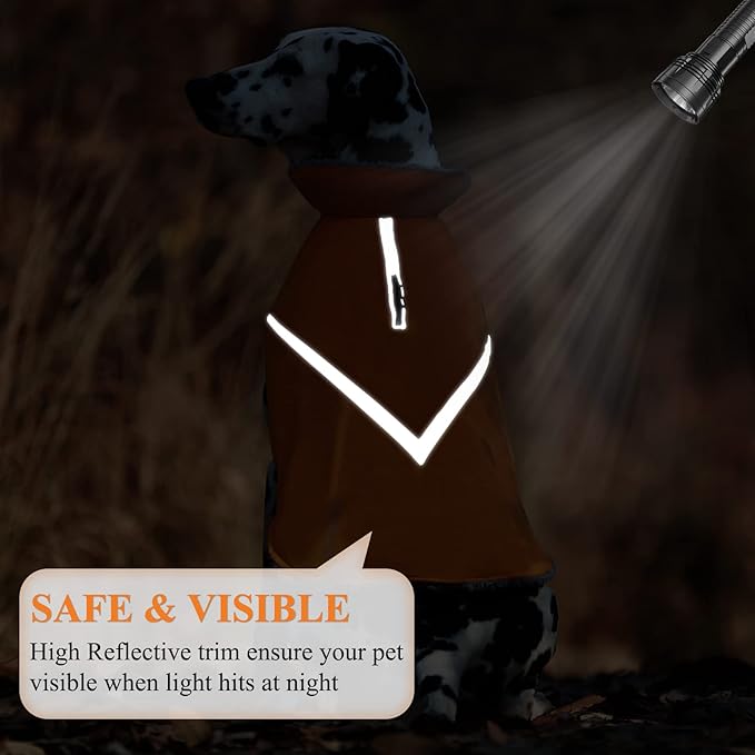 VIVAGLORY Snowrap Dog Coat, Jacket with Harness Hole, Dog Coat for Winter & Cold Weather, Fluffy Warm Fleece Lined Reflective Water Resistant for Puppy, L, Orange