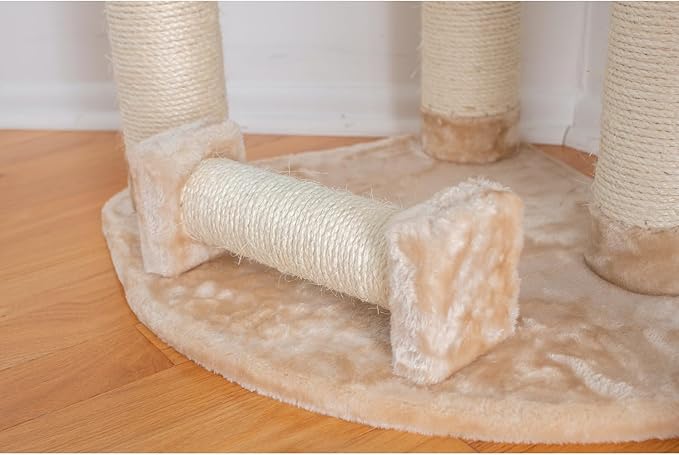 Cat Tree - 36x32x74 - Sisal & Faux-Fur - Tunnel, Toy & Perches - Beige