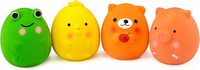 CHIWAVA 4PCS 2.4'' Squeak Latex Puppy Toy Funny Animal Sets Pet Interactive Play for Small Dog Assorted Color
