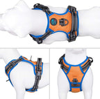 PHOEPET 2019 Reflective Dog Harness Large Breed Adjustable No Pull Vest with with Handle 2 Metal Rings 3 Buckles [Easy to Put on & Take Off](L, Orange)