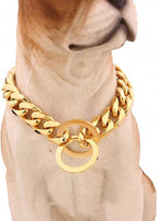 15mm Strong Silver Gold Stainless Steel Slip Dog Collar Metal Training Choke Chain for Large Dogs 12inch