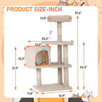 ‌Dopinmin 36" Winter Cat Tree - Plush Multi-Level Indoor Cat Tower with Sisal Scratching Posts & Ramp Plush Condo for Kittens,Beige
