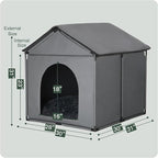 Large Dog House Soft Indoor (Int 30x28x23in/Ext 31x30x31in) for Labrador, Husky, Samoyed, Golden Retriever, German Shepherd, Large Pet House with Soft Cushion, Oxford Fabric, Gray