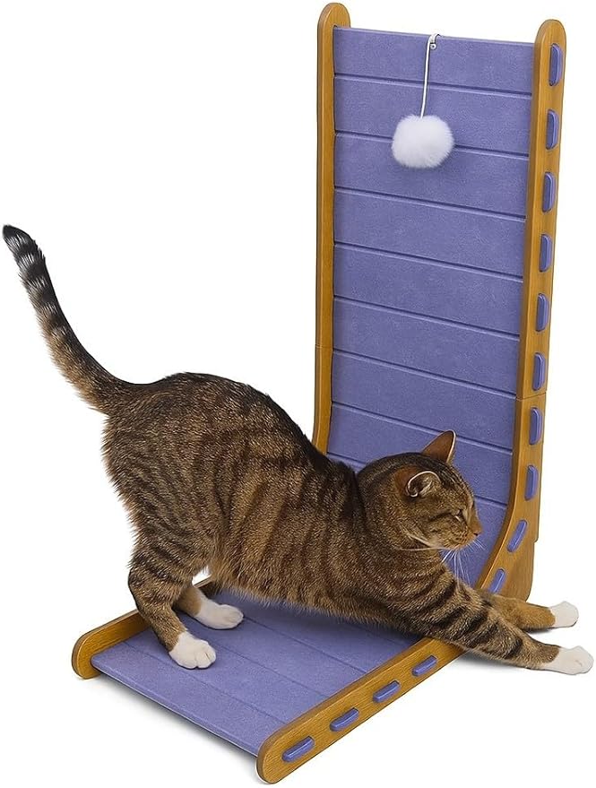Felt Cat Scratchers for Large Cats | L Shape Horizontal & Verical Scratching Post | Felt + Wood | Light Blue