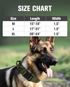 Joytale Tactical Dog Collar with Handle and Metal Buckle, Heavy Duty Padded Military Collar with 2 Patches for Training, Adjustable for XLarge Dogs, ArmyGreen, XL
