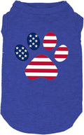 American Flag Dog Shirt - 4th of July Funny Graphic T-Shirts - Small, Blue