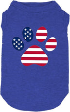 American Flag Dog Shirt - 4th of July Funny Graphic T-Shirts - Small, Blue