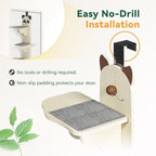 Door Hanging Cat Shelf - Stable & Safe 4-Levels Over The Door Cat Tree Climber with Removable Soft Mat, Vertical Cat Tree Over The Door, Door Cat Shelf for Indoor Cats (A, 59.1" H X 21.6" L X 9.6”w)