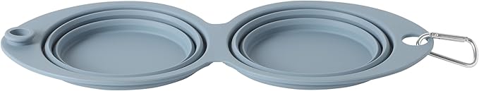 Gibson Home WanderHound 11.8 Inch Collapsible Double Silicone Pet Bowl Set with Carabiner Clip – BPA-Free, Dishwasher Safe, Foldable Food & Water Travel Bowls for Dogs – Hiking, Camping & Everyday Use