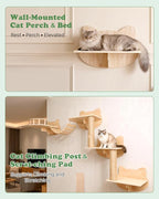 Cat Wall Shelves, 16 in 1 Cat Wall Furniture with Green Wall House, Bridge, Steps, Climbing Post & Scratching Pad Modular Wall Mounted Cat Playground for Large Spaces & Multi-Cat Homes