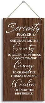 Serenity Prayer Wooden Decor Sign, God Grant Me The Serenity Wall Decor Sign, Hanging Printed Wooden Plaque Decor, Rustic Family Signs for Home Decor, Christian Gift 12x 6inch