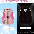 KOOLTAIL Dog Harness for Small Medium Dogs ,Dog Harness and Leash Set, Step in No Pull Soft Mesh Padded Adjustable and Reflective Pet Vest Harness Puppy, Plaid Extra Harness for XS S Dogs, Pink S