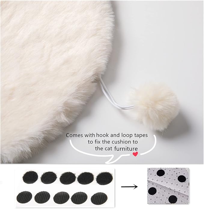 SHENGOCASE Pet Bed Cushion Pad, 12 x 12 inches, Square Faux Rabbit Fur, 2-Pack, Cat Tree Tower Replacement Mat