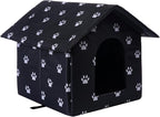 Cat Houses for Outdoor Cats Outdoor Houses for Feral Cats Cat House with Weatherproof Canvas Roof Stray Shelter (Medium cat Houses, Black pet House)