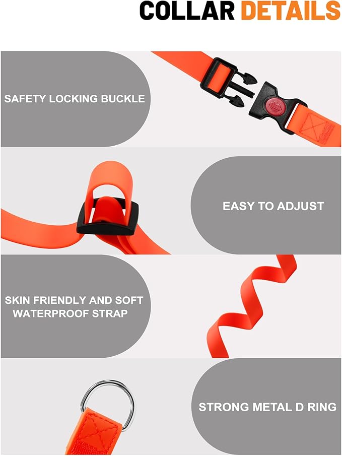 Waterproof Martingale Collar for Dogs,Easy to Clean Dog Collars with Safety Quick Release Buckle,Rubber Collar for Medium Large Dogs Walking Training (Orange, S (13.4-16.5inch))