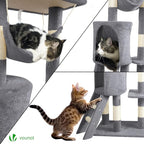 VOUNOT Cat Tree Tower, Multi-Level Cat Climbing Frame, Cat Condo with Sisal Scratching Post, Grey XXL