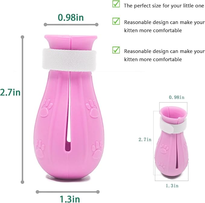 Yanniwani Cat Scratch Cover & Boots for Cats, Adjustable Bathing Gloves (Pink)