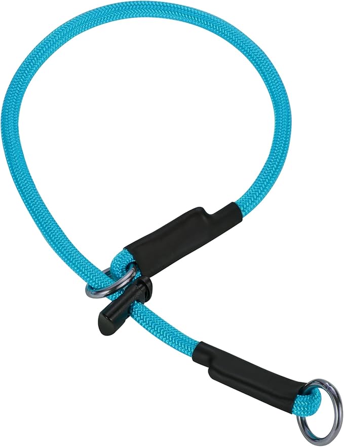 Martingale Dog Collar, 5/16” High-Strength Nylon Rope Slip Collar with Spring-Loaded Adjustable Stopper for Small, Medium & Large Dogs(Sky Blue, 18 inch)
