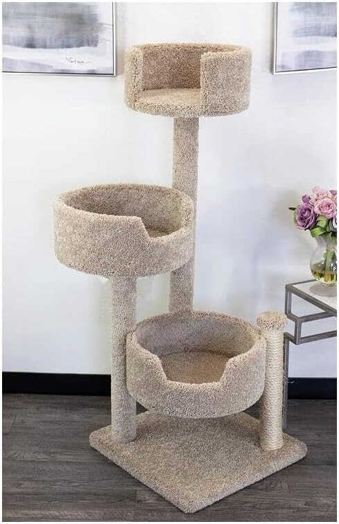 Cat Tree for Large Cats - Solid Wood & Carpet 50" Tall