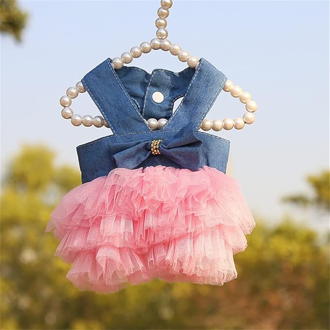 Dog Dresses, Fashion Pet Dog Clothes, Striped Mesh Puppy Dogs Princess Dresses (Pink/Blue/Denim(3pack), Medium)