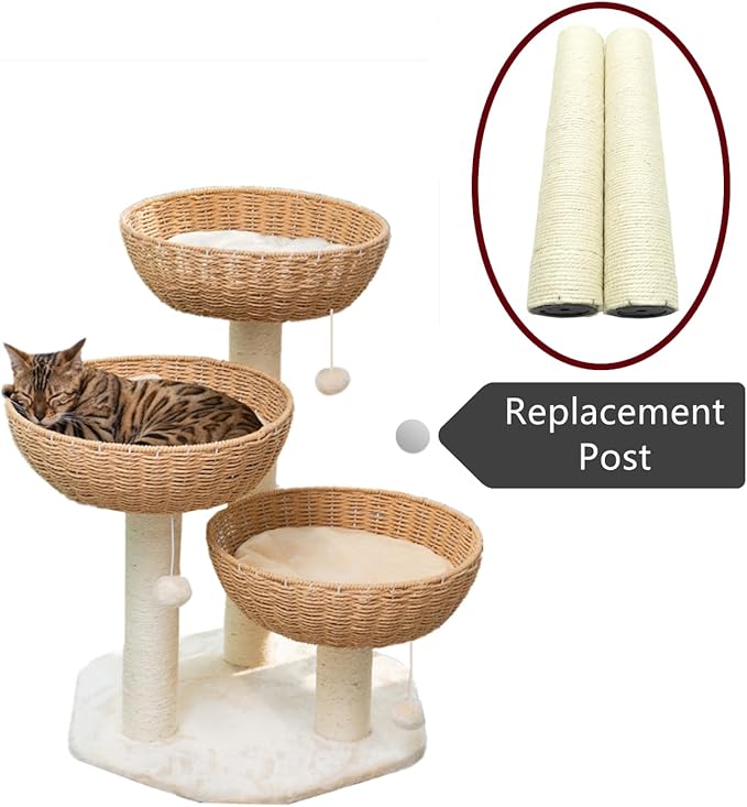 SHENGOCASE 2-Pack 23.6" L, 3.15" Ø Cat Tree Replacement Post with M8 Screw, Cat Tower Accessories Pole Replacement