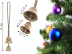 Rustic Brass Hanging Bells for Door Knob Decoration, 13"" Handmade Metal Lucky Home Garden Decor Bell on Rope