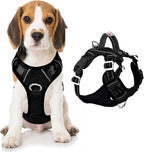 BARKBAY Dog Harness No Pull Oxford with ID Tag Pocket - Heavy Duty, Reflective, Easy Control for Large Dogs(Black Oxford,M)