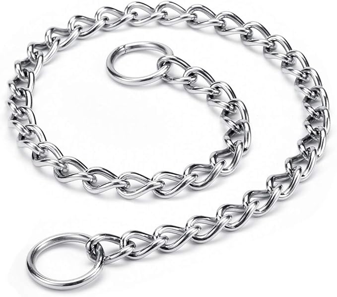 Mogoko Stainless Steel Dog Choke Chain Collar, Puppy Metal P Chain Slip Collar Pet Training Walking Choker(3.0mm;20.0 Inch)