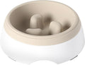 Gibson Home Curious Canines Slow Feeder Dog Bowl, 6.75” Melamine Anti-Gulp Feeding Bowl, Non-Slip, Dishwasher Safe, Taupe