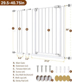 InnoTruth 29.5–40.75" Baby Gate for Stairs, 30" Tall Dog Gates for Doorways & Hallways, Safety Gate for Kids & Pets, Pressure-Mounted Walk-Through with Dual Lock & 2-Way Swing, White