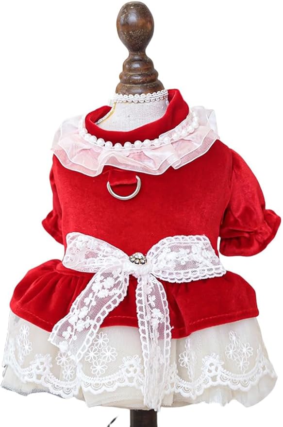 Furbabycare® Elegant Sweet Fashion Puppy Dog Blingbling Princess Skirt Pet Dog Lace Cake Camisole Tutu Dress H-WineRed X-Small