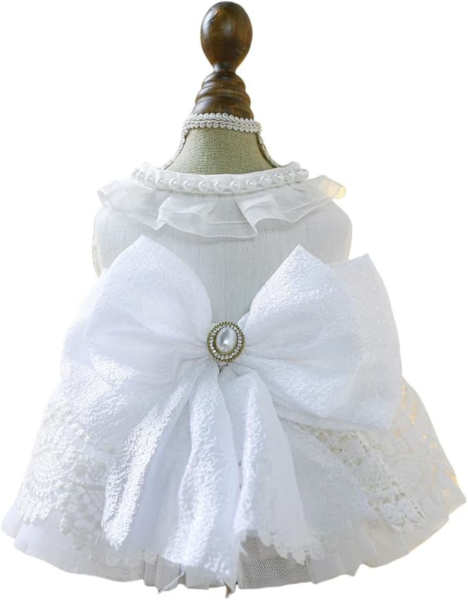 Furbabycare® Elegant Sweet Fashion Puppy Dog Blingbling Princess Skirt Pet Dog Lace Cake Camisole Tutu Dress F-White-2 X-Small