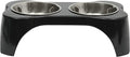 Gibson Home Bow Wow Meow 3-Piece Elevated Dog Bowl Set – Bone-Shaped Raised Feeder with 2 Stainless Steel Bowls for Medium to Large Dogs, Non-Slip, Easy to Clean, Black