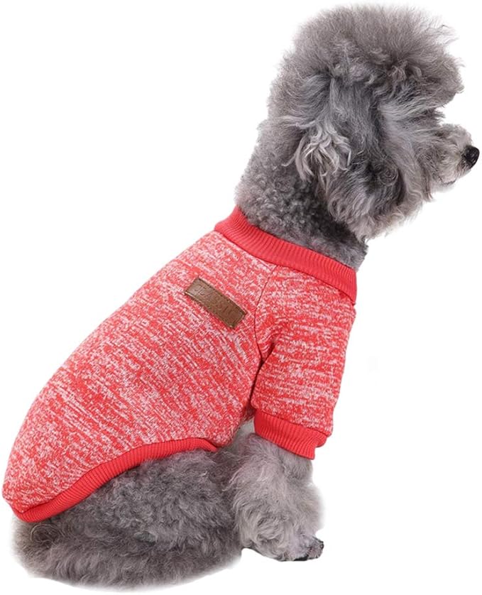 Jecikelon Dog Clothes Dogs Sweater Soft Puppies Clothing Winter Puppy Sweaters Warm Outfit for Dogs Small XXS XS Cat Apparel (Red, XXS)