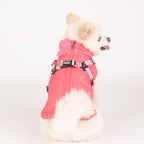 Puppia Donavan Winter Dog Coat with Integrated Harness No Pull Cold Weather Waterproof Warm Fleece Back Zipper for Small & Medium Dog, Pink, Large