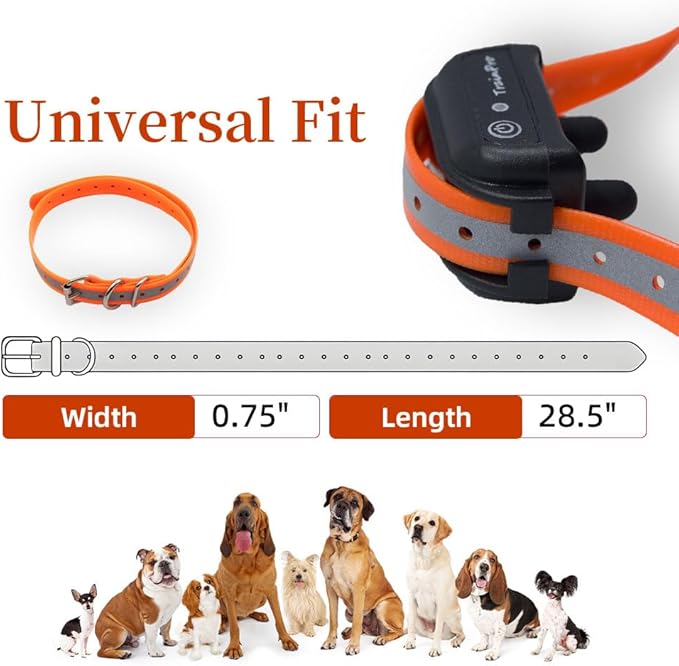 Universal 27 ½” X ¾” Replacement Band Strap for Dog Training Collar - Adjustable Waterproof TPU for Remote E-Collar, Static/Vibration Shock Trainer