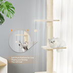Floor to Ceiling Cat Tree, Cat Tower with Adjustable Height 98-110 Inches, 5 Tiers Tall Cat Tree Floor to Ceiling with Cozy Bed,Platforms, Sisal Scratching Posts for Cats Beige