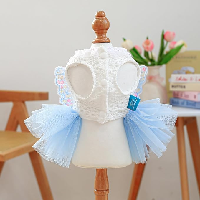 Fashion Sweet Puppy Dog Blingbling Princess Skirt Pet Dog Lace Cake Camisole Tutu Dress B-Light Blue L
