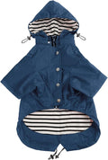 Morezi Dog Zip Up Raincoat with Reflective Buttons, Rain/Water Resistant, Adjustable Drawstring, Removable Hood, Raincoats with Legs 8lbs to 80lbs Available - Dark Blue - Medium