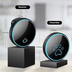 Comsmart Smart Wireless Dog Door Bell, Doggie Doorbell for Pet Potty Training Communication Go Outside Press Button with 38 Melodies 4 Volume Levels LED Flash (1 Receiver & 1 Transmitter), Black