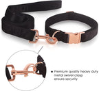 Bubblepup Velvet Dog Collar and Leash Set, Dog Collars for Small Medium Large Dogs Leash for Training & Walking