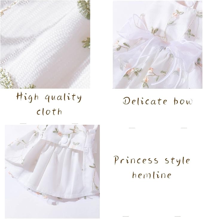 Princess Dog Dresses - Puppy Skirt with Lace & Bowknot - Shining Embroidery - X-Large for Girl - Wedding & Birthday Party