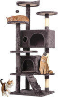 BestOffice 54 Inch Cat Tree, Multi-Level Cat Tower with Condo, Perches, Sisal Scratching Posts, Climbing Ladder,Indoor Activity Center Play House for Kittens & Adult Cats, Purple