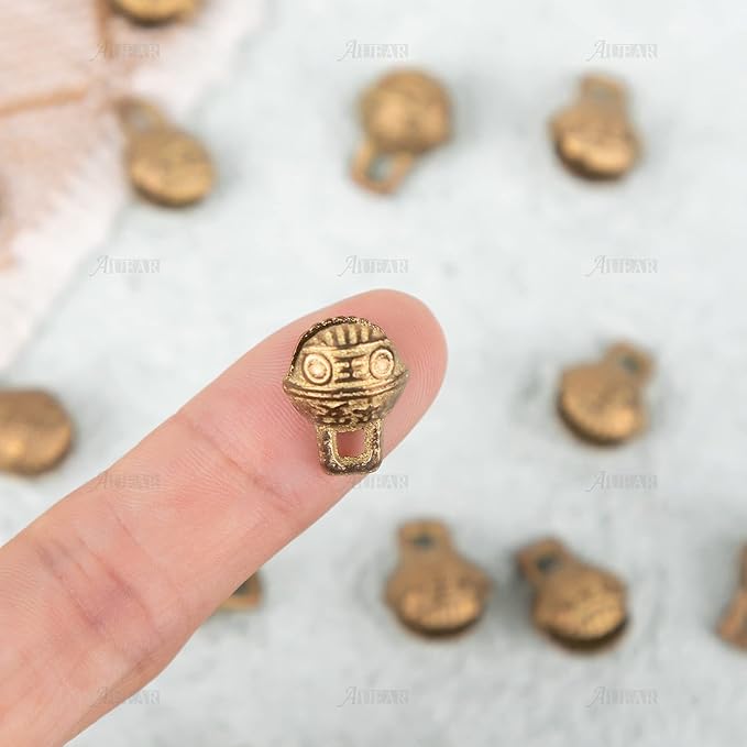 AUEAR, 30 Pack Vintage Brass Bells Mini Jingle Bell DIY Craft 11mm Small Tibetan for Jewelry Making Charms Pendants Wind Chimes Home Door Decor