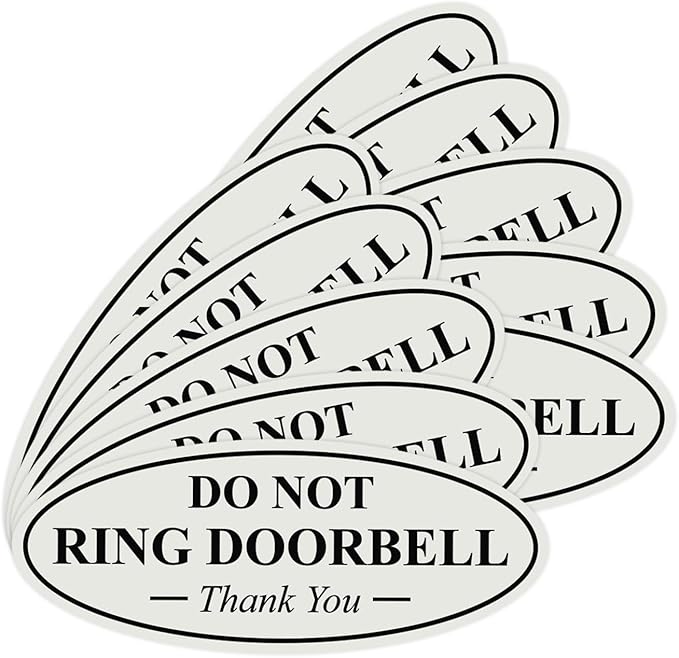 All Quality Oval DO NOT Ring DOORBELL Thank You Sign - Lt Gray Medium 10 Pack