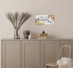 Sunflower Theme Wood Decor Sign, This Is Our Happy Place, Hanging Printed Wooden Plaque Decor, Rustic Home Décor Sign, Entryway Wall Decor, Hanging Plaques for Foyer Farmhouse Hostel Sign 12x6 inch